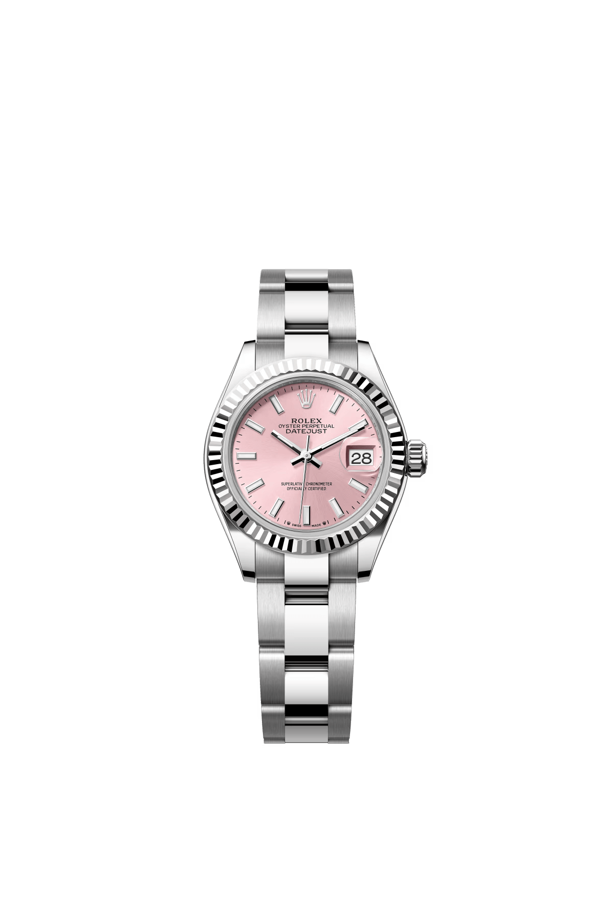 The Oyster Perpetual Lady-Datejust in white gold and Oystersteel with a pink dial and Oyster bracelet. -m279174-0002 28mm