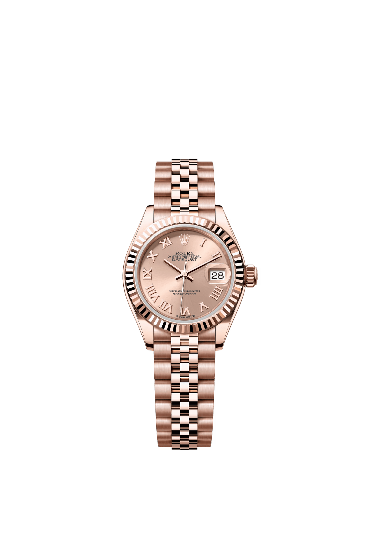 The Oyster Perpetual Lady-Datejust in 18-carat Everose gold with a rose gold dial and Jubilee bracelet. -m279175-0028 28mm