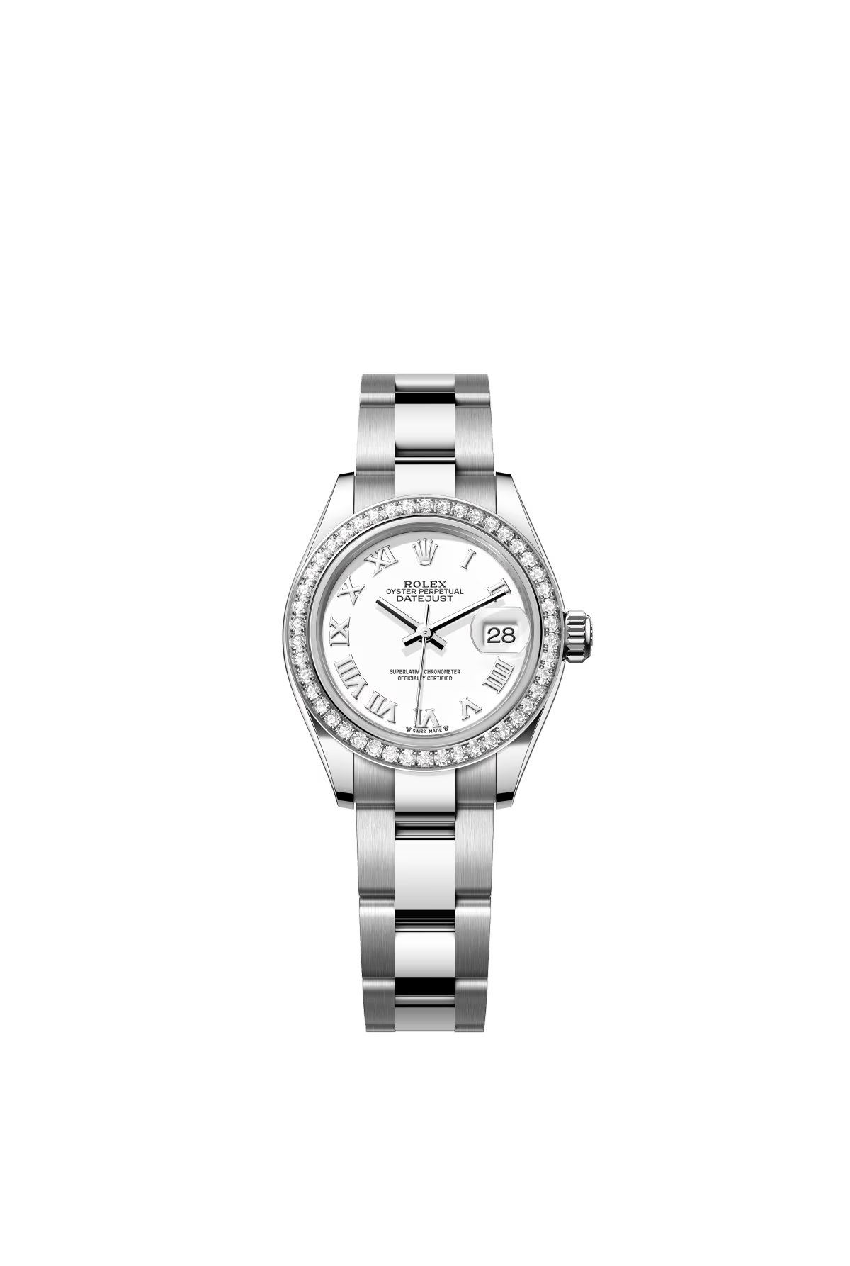 The Oyster Perpetual Lady-Datejust in white gold and Oystersteel with a white dial and Oyster bracelet. -m279384rbr-0020 28mm
