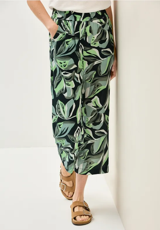 Gemusterte Wide Leg Hose