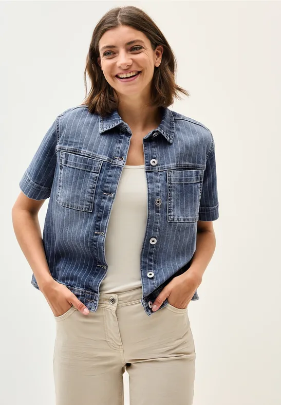 Denim Overshirt mit Streifen