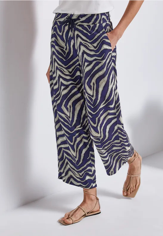 Gemusterte Wide Leg Hose