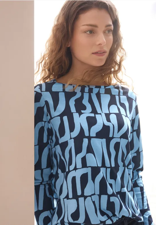 Bedrucktes Rippstrukturshirt