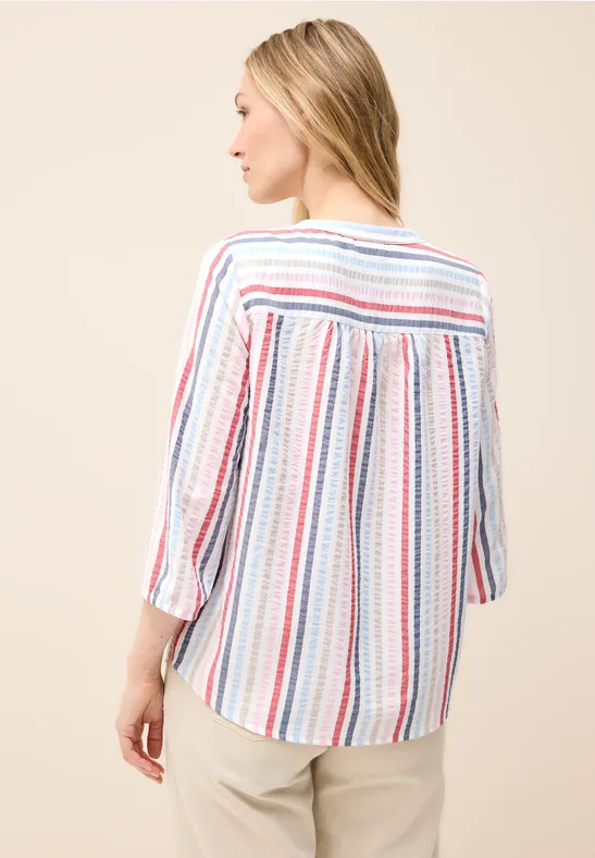 Gestreifte Split Neck Bluse