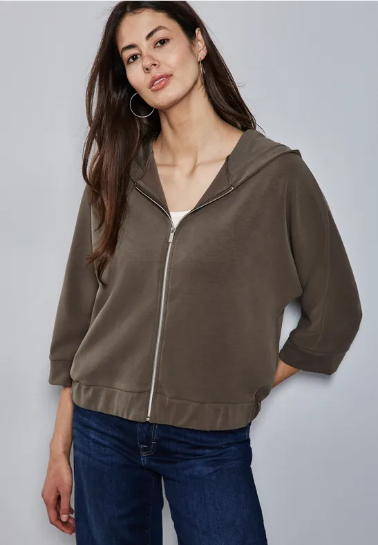 Silk-Look Hoodie Jacke