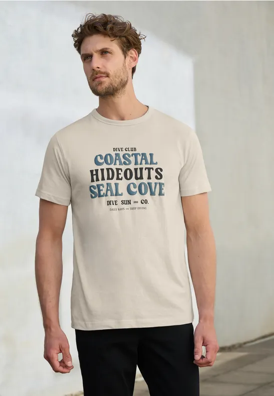 Baumwoll-Shirt mit Wording