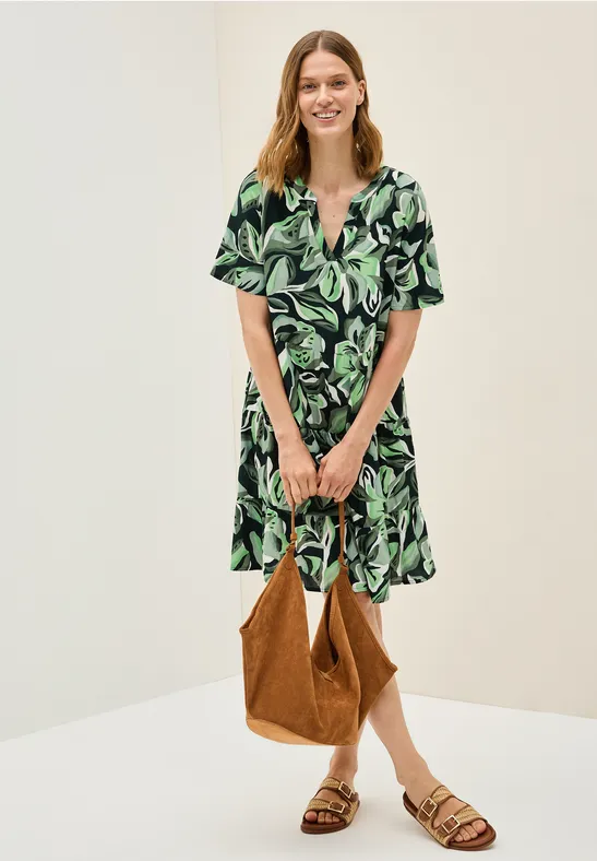 Gemustertes Volant-Kleid