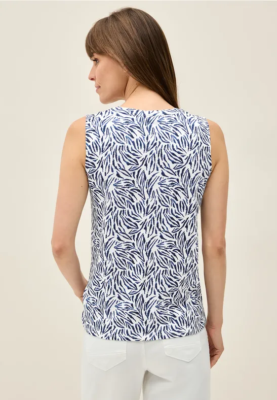 Gemustertes Split Neck Top