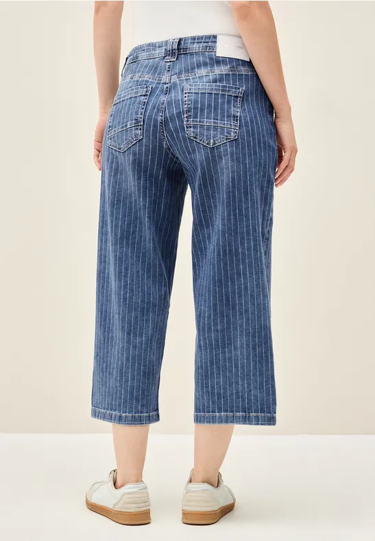 Gestreifte Wide Leg Jeans