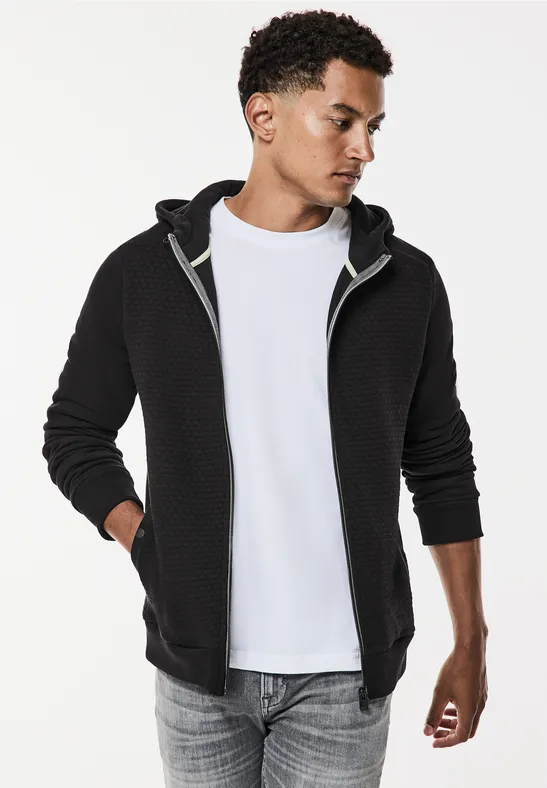 Sweatjacke mit Materialmix