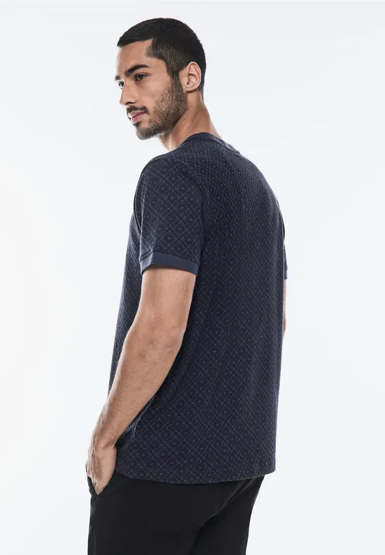 Gemustertes Henley T-Shirt