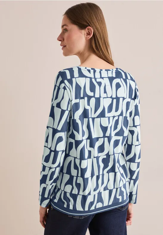 Bedrucktes Rippstrukturshirt
