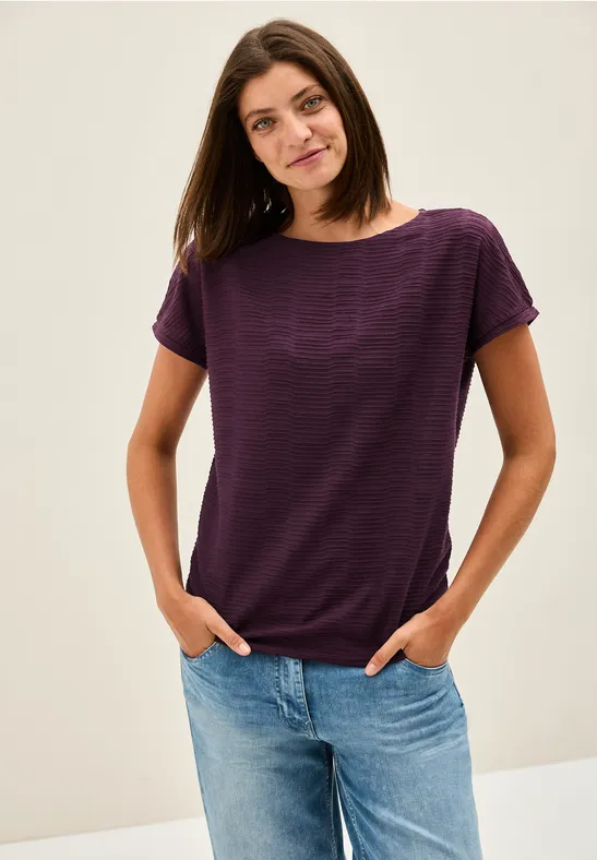 Strukturshirt in Unifarbe