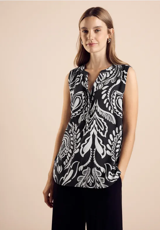Ärmellose Bluse mit Print