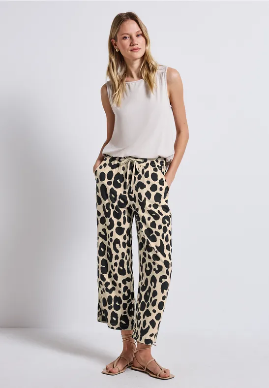 Wide Leg Hose mit Leo-Print