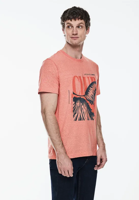 Melange T-Shirt mit Print