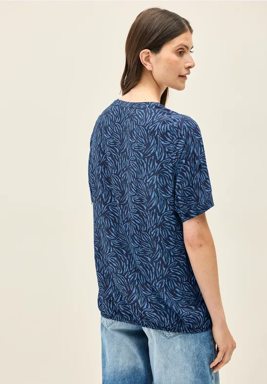 Gemusterte Split Neck Bluse