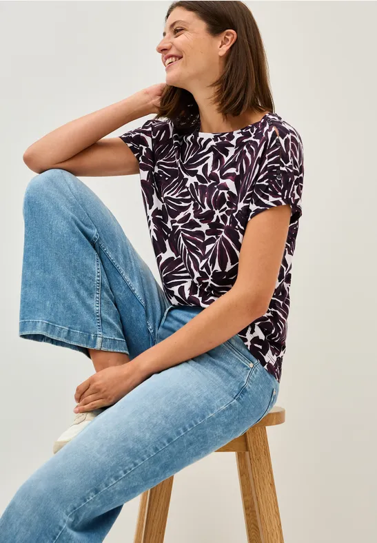 Print-Shirt mit Knopfdetail