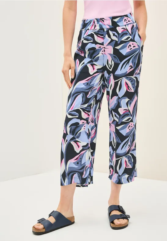 Gemusterte Wide Leg Hose