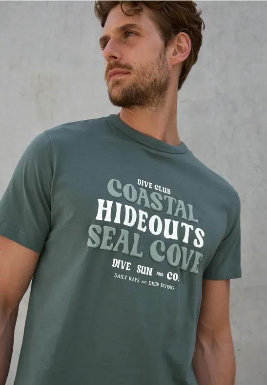 Baumwoll-Shirt mit Wording