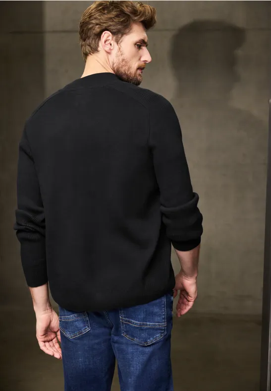 Rippenstruktur-Strickjacke