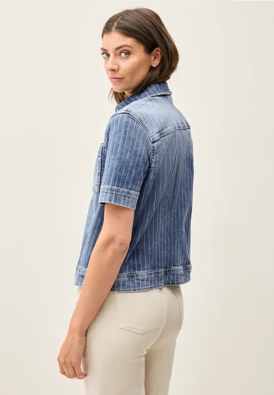 Denim Overshirt mit Streifen