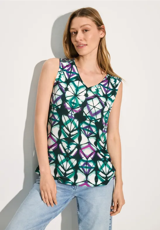 Ärmellose Bluse mit Print