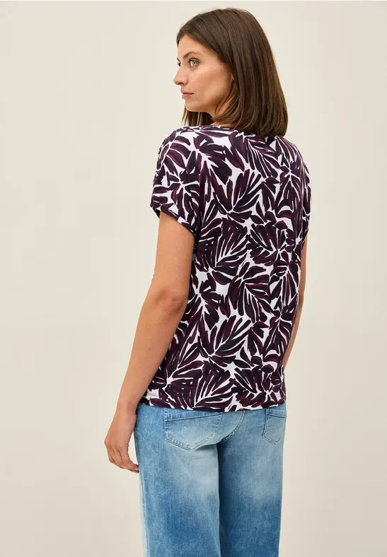 Print-Shirt mit Knopfdetail