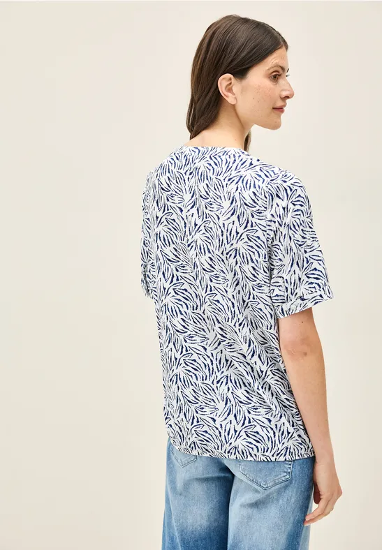 Gemusterte Split Neck Bluse