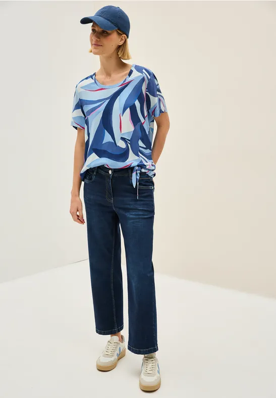Print-Bluse mit Knoten