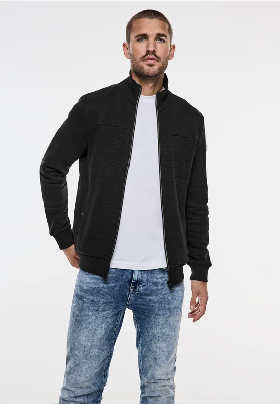 Sweatjacke mit Materialmix