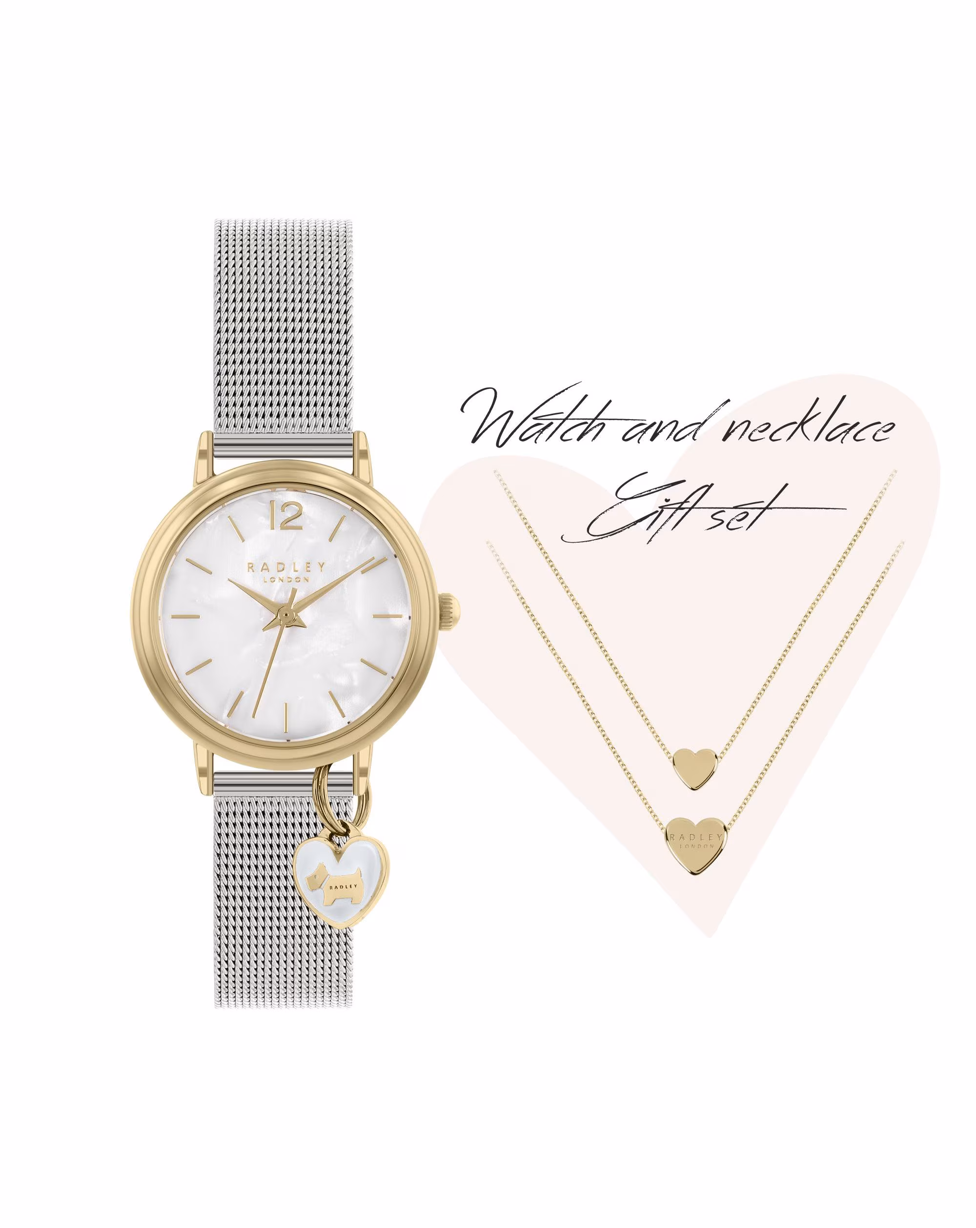 Radley Wilton Way Ladies Silver Stainless Steel Bracelet Watch and Necklace Set