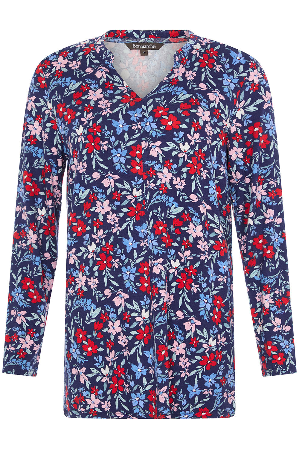 Notch Neck Ditsy Print Tunic