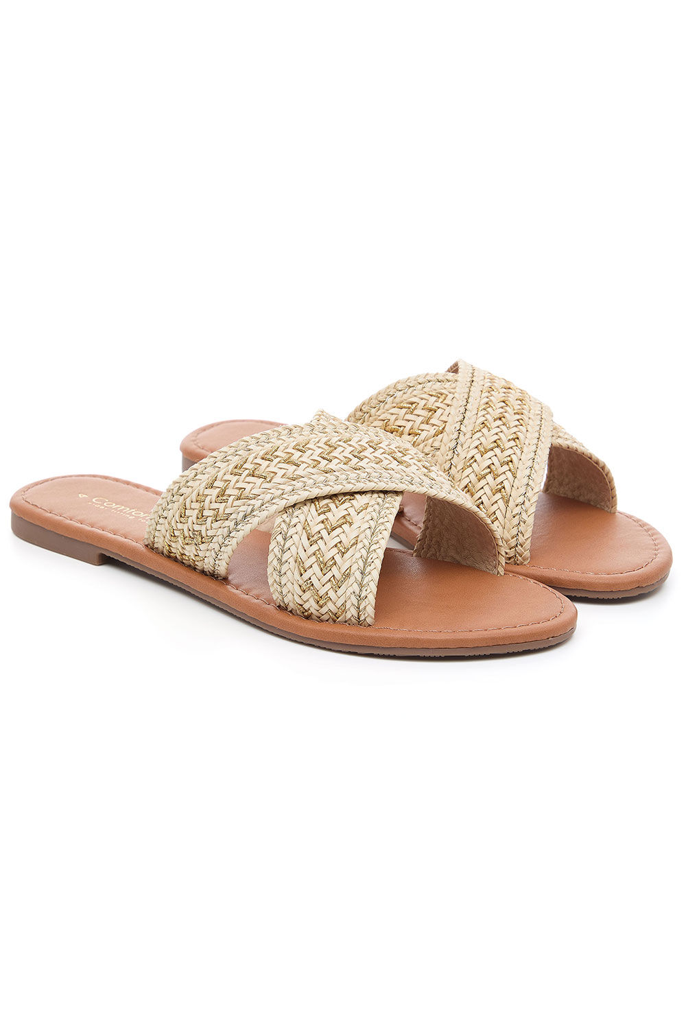 Woven Cross Over Strap Slip On Sandals