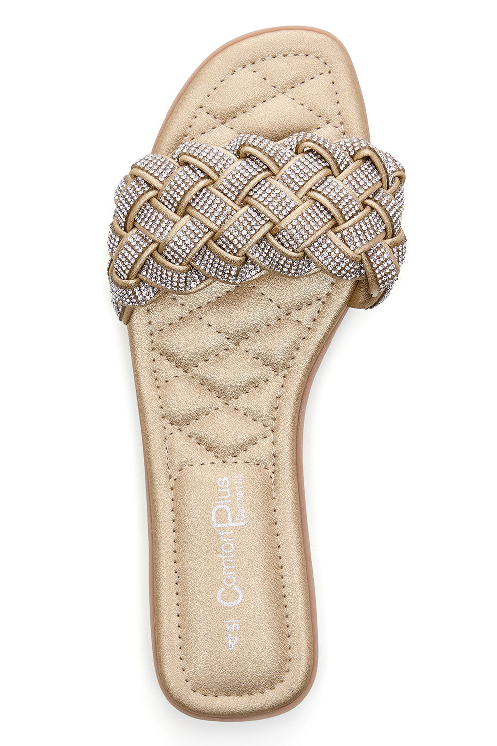 Comfort Plus – Diamante Weave Front Band Flat Sandals