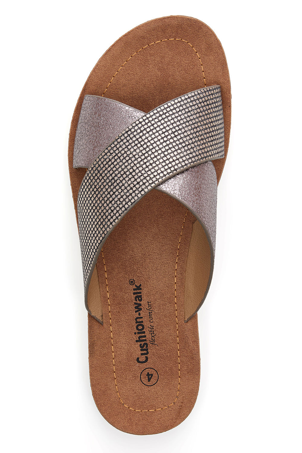 Metallic Cross Over Design Sandals