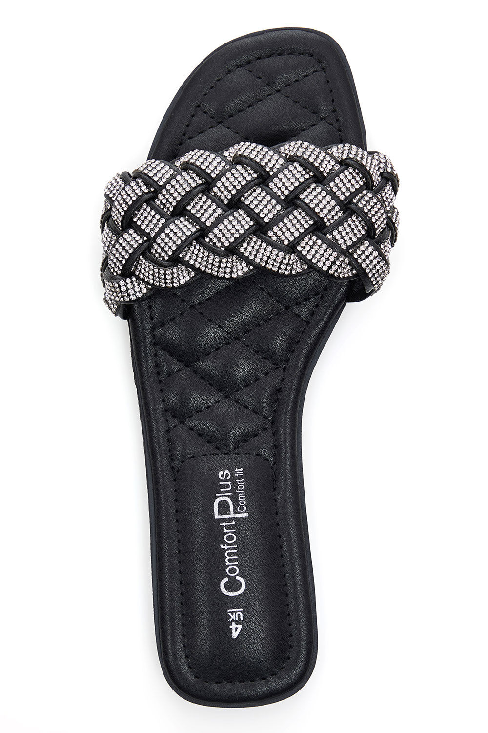 Comfort Plus – Diamante Weave Front Band Flat Sandals