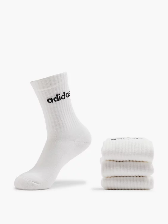 adidas Essentials Linear 3er Pack Crew Socken in weiß