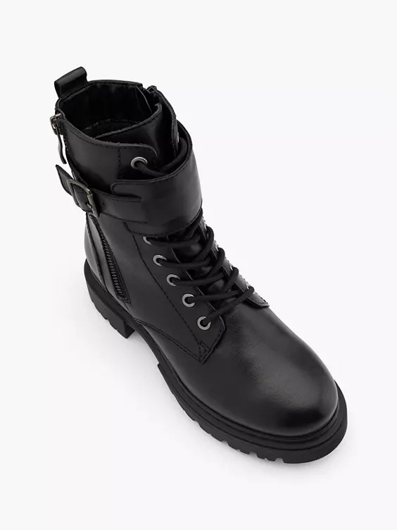 5th Avenue Leder Schnürboots in schwarz