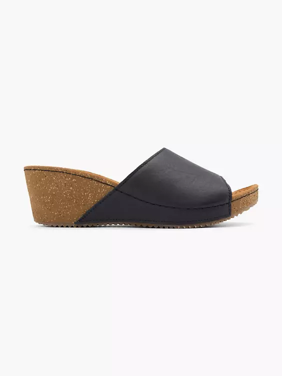 5th Avenue Leder Pantolette in schwarz