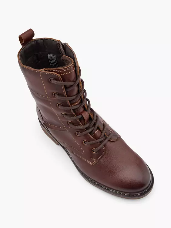 5th Avenue Leder Schnürstiefelette in braun