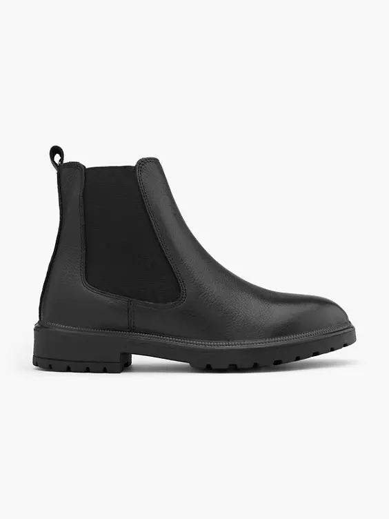 5th Avenue Leder Chelsea Stiefelette in schwarz