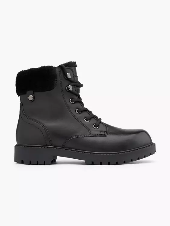 Landrover Leder Schnürboots in schwarz