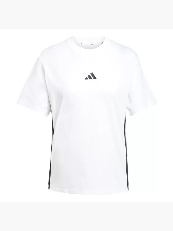 adidas Essentials 3-Streifen Cotton T-Shirt in weiß