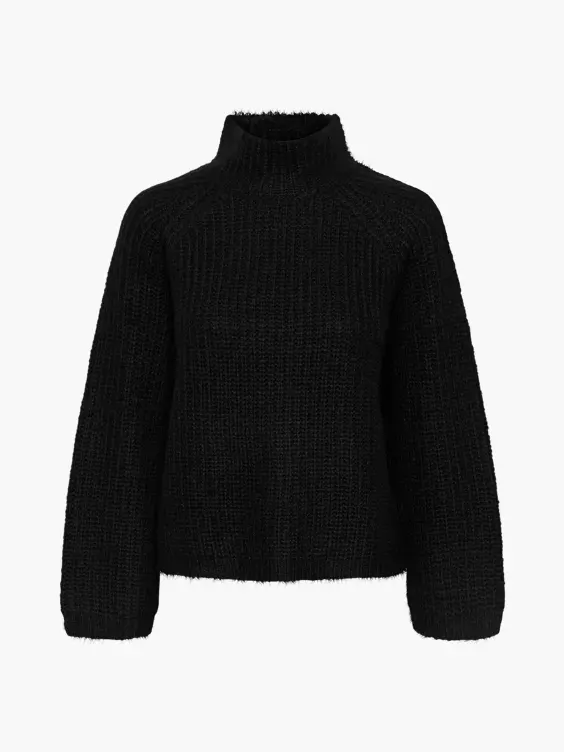 PIECES Strickpullover in schwarz