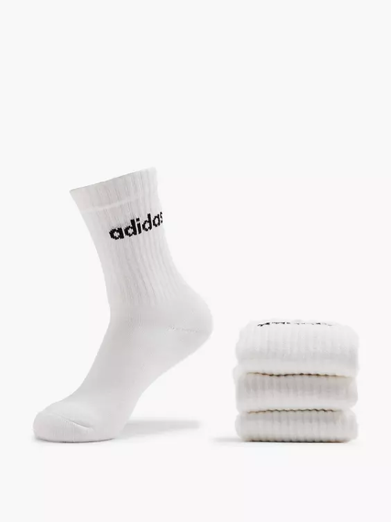 adidas Essentials Linear 3er Pack Crew Socken in weiß