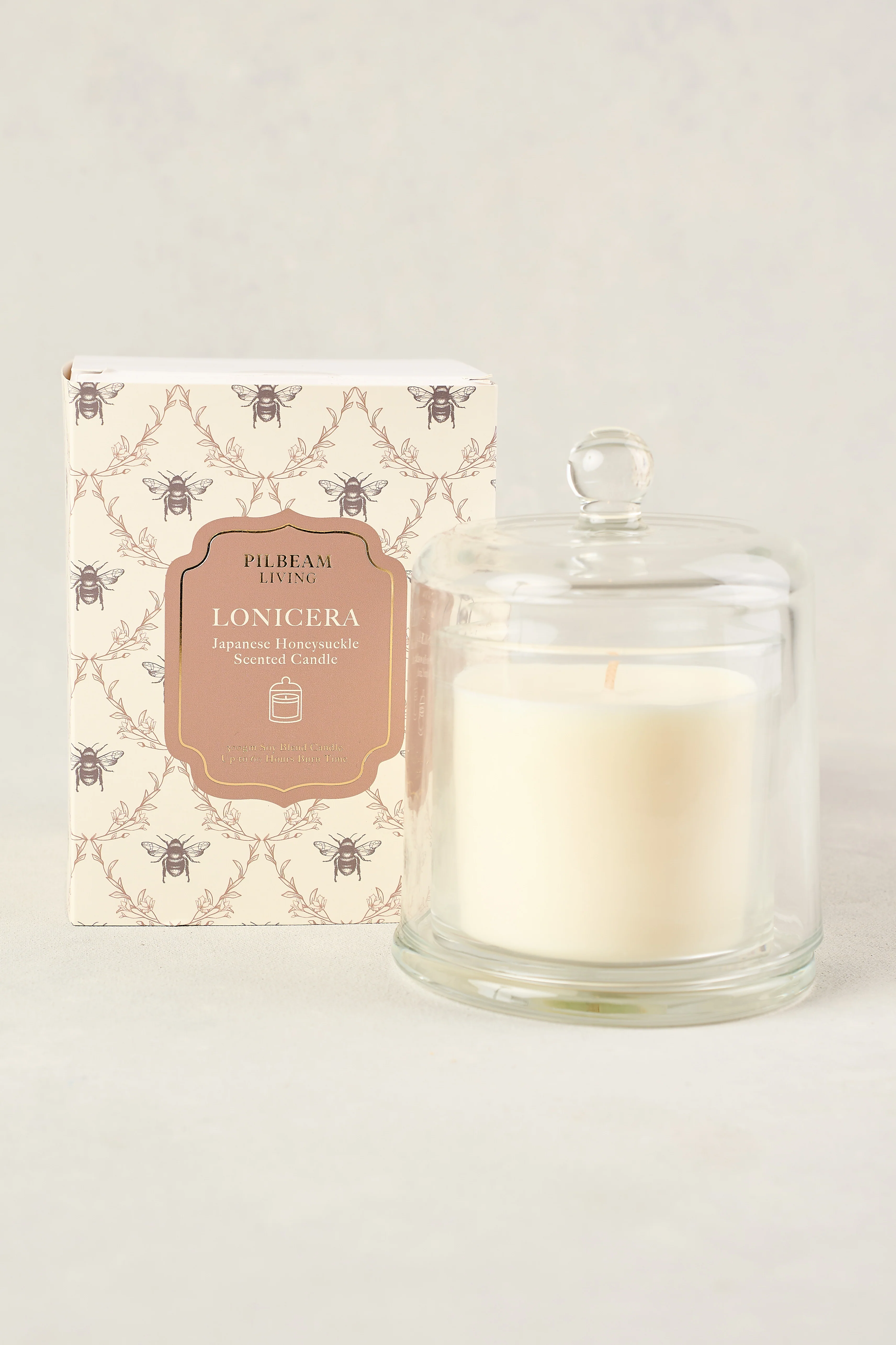 Bee Print Glass Cloche Candle
