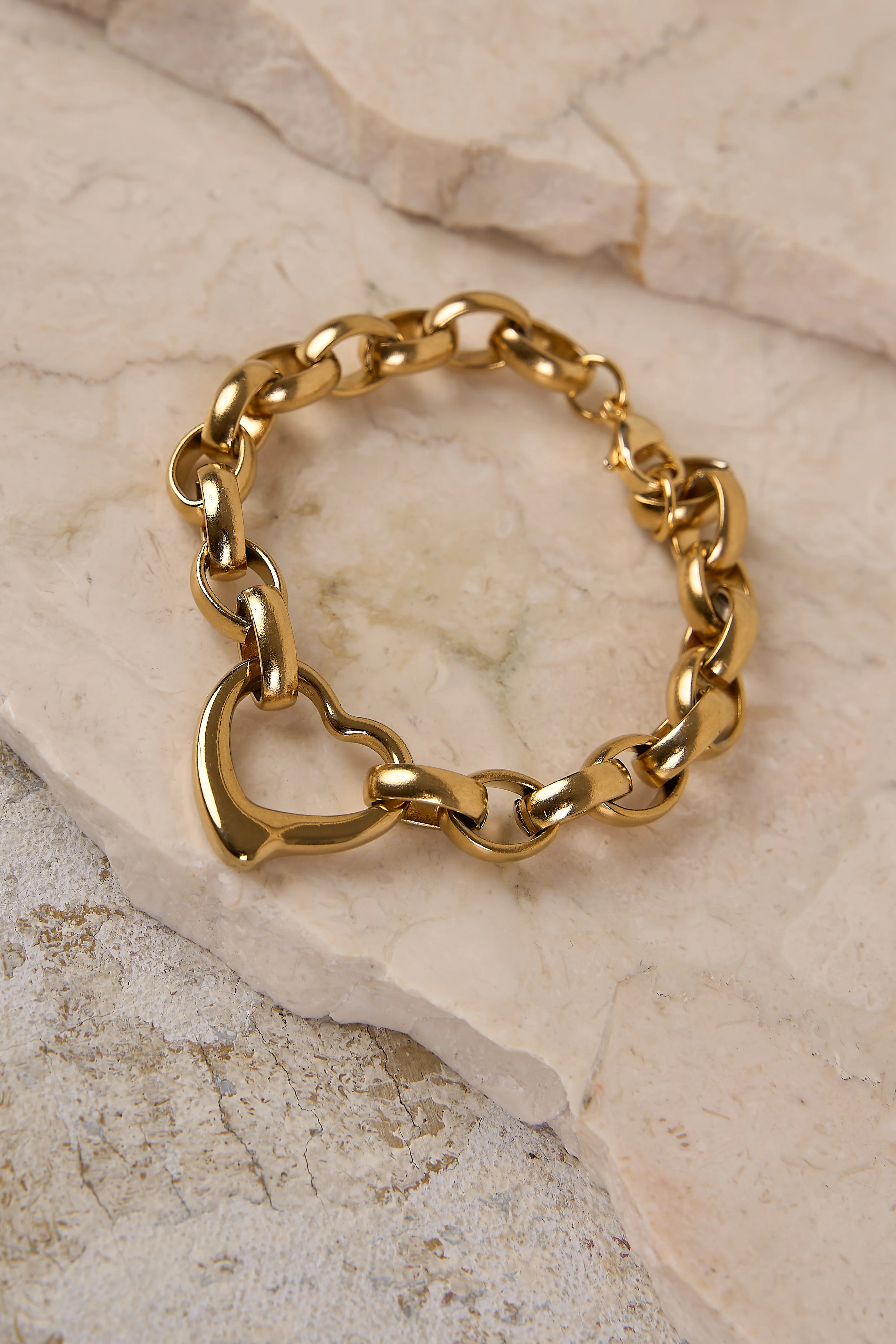 18k Gold Plated Heart Bracelet - Gold
