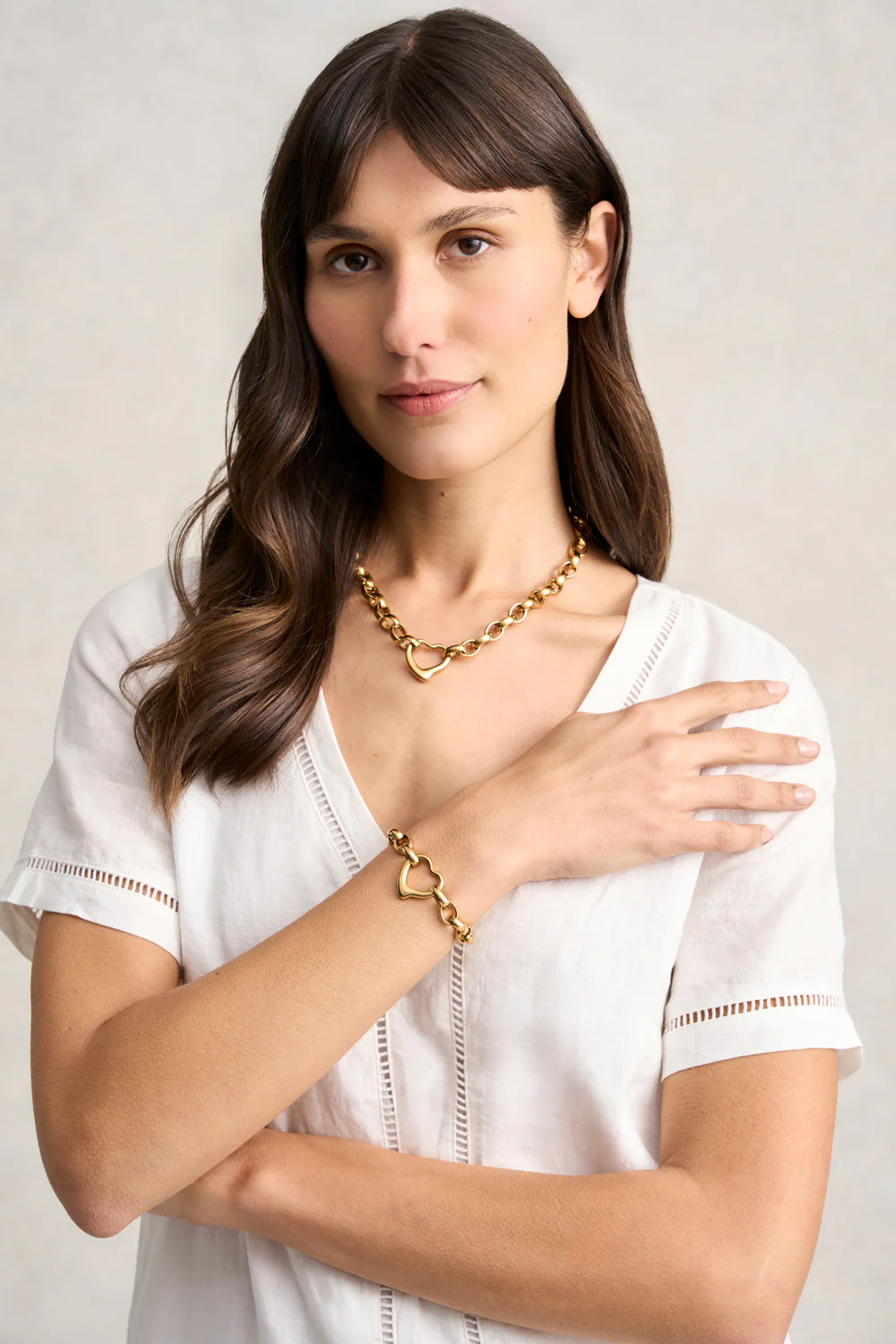 18k Gold Plated Heart Bracelet - Gold