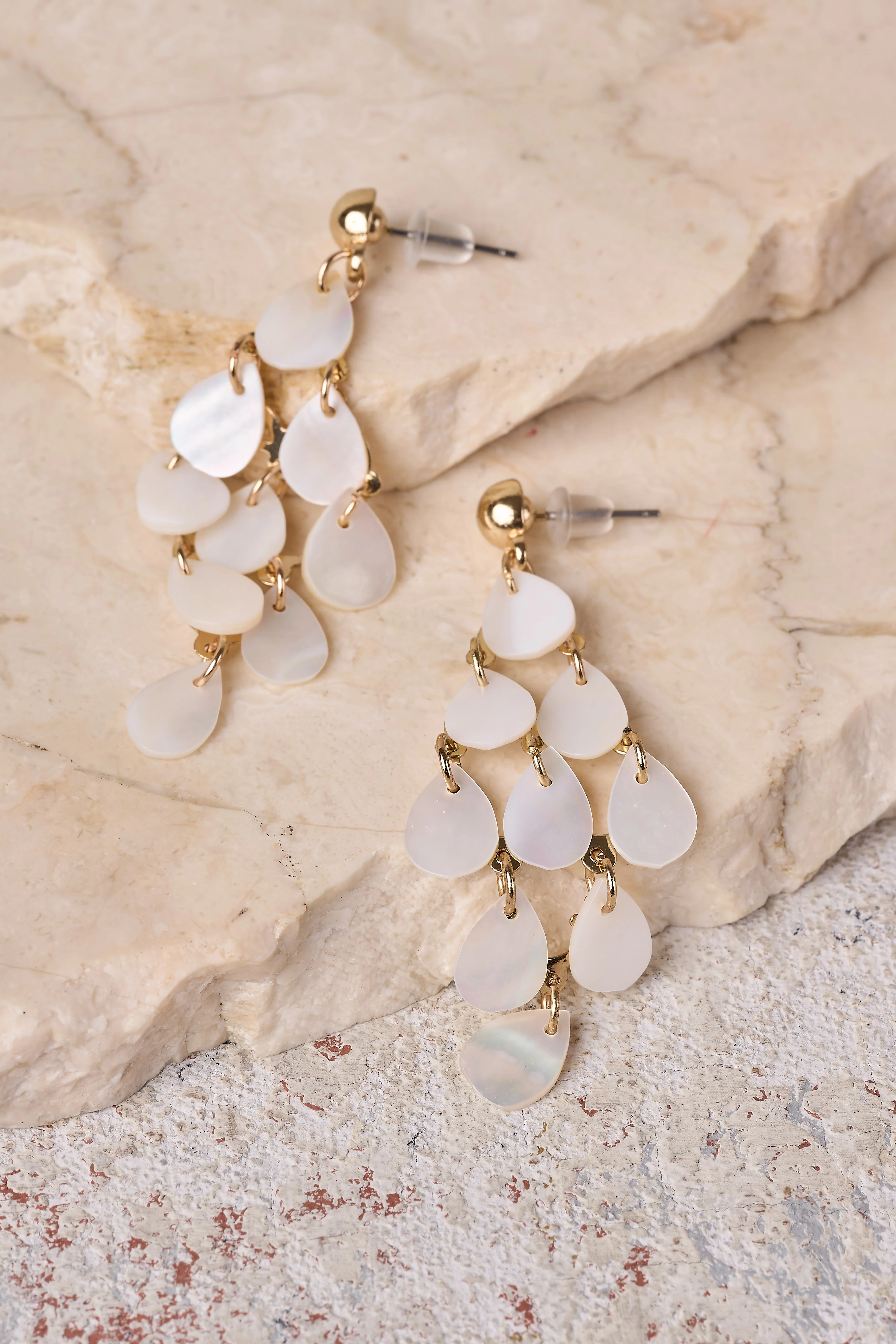 Blanchie Chandelier Earrings - White